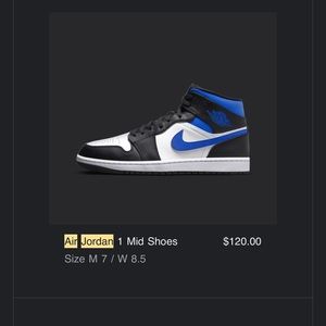 [Sold] Nike air Jordan 1 mid USmen7/UK6/EUR40